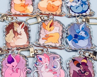 Tarot Card Eeveelution 2" Acrylic Keychains | Double Sided Glitter Epoxy