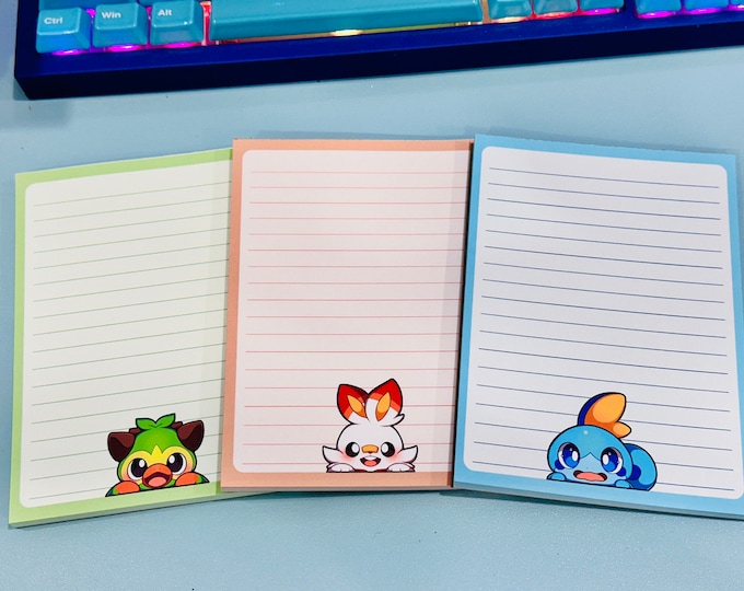 Gen 8 Poke Starters Characters Memo Note Pad