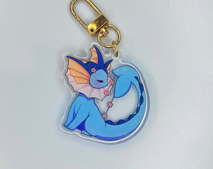 Sakura Vaporeon 2” Acrylic Keychain | Double Sided Glitter Epoxy