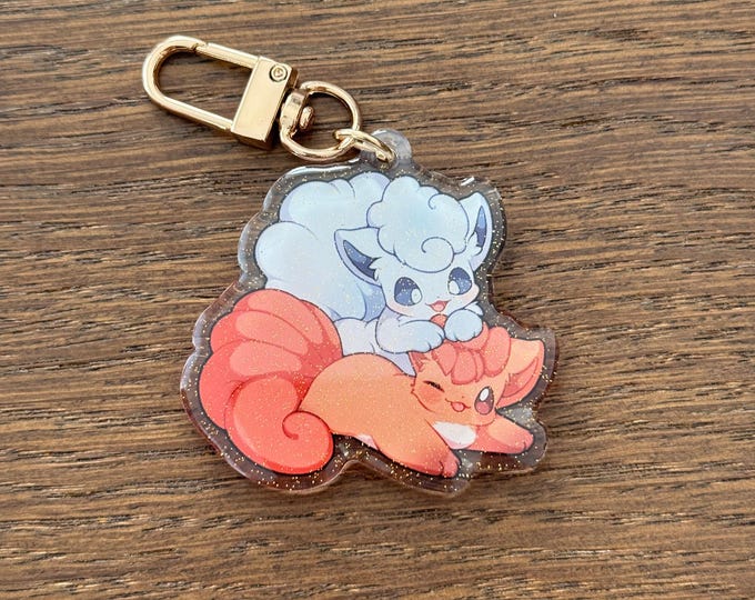 Vulpix 2" Acrylic Keychain | Double Sided Glitter Epoxy