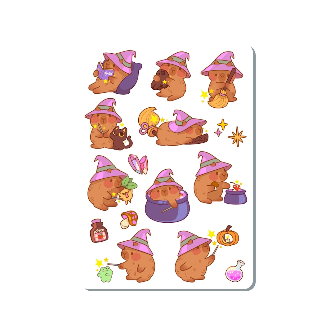 Wizard Capybara Vinyl Sticker Sheet: Planner, Journal, Laptop - Etsy