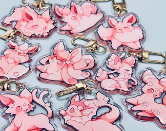 Sakura Eeveelution 2" Acrylic Keychains | Double Sided Glitter Epoxy