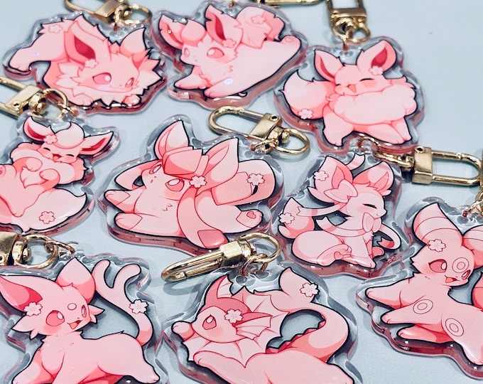 Sakura EVlutions 2" Acrylic Keychains | Double Sided Glitter Epoxy