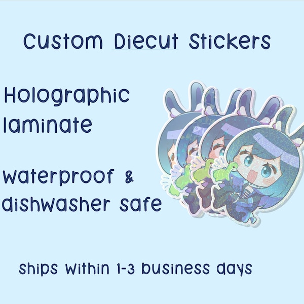Custom Holographic Vinyl Stickers | Die Cut Stickers | Logo Stickers | 2" 3" 4" Any Shape