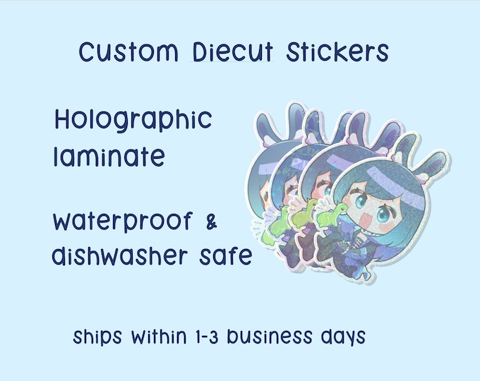 Custom GLITTER Holographic Vinyl Stickers | Die Cut Stickers | Logo Stickers | 2" 3" 4" Any Shape