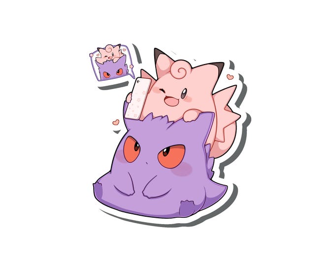 Gengar Clefable Sticker