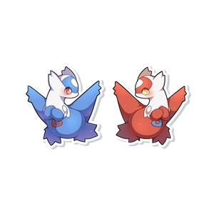 Pegatinas de personajes de videojuegos Latios Latias en paquete / Resistentes al agua / Acabados mate y holográficos
