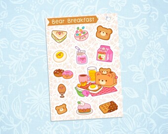 Bear Breakfast | Cute Kawaii Deco Planner Journal Sticker Sheet SS018
