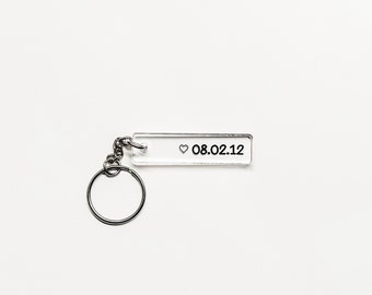 Custom Acrylic Keychain | Minimalistic Anniversary Date | Customized Couple Keychain Gift Set