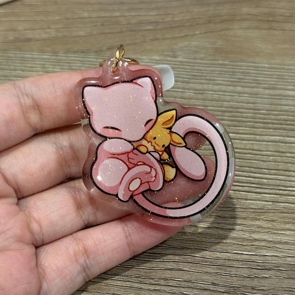 Mew EV 2" Acrylic Keychain | Double Sided Glitter Epoxy