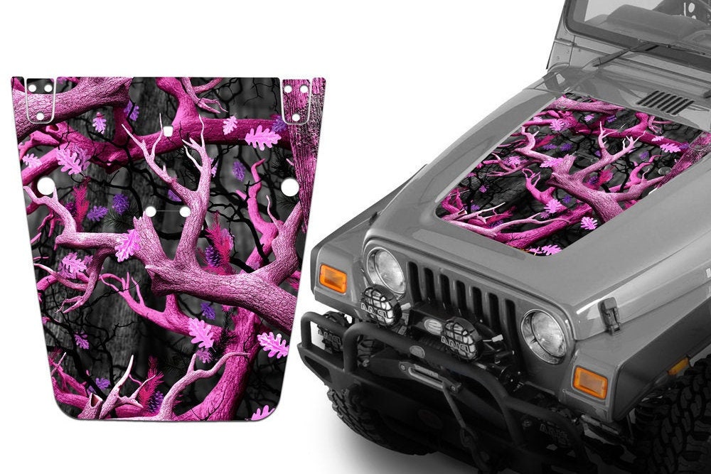 Jeep Wrangler Pink Camo Hood Wrap Decals Pink Camouflage Skull Etsy