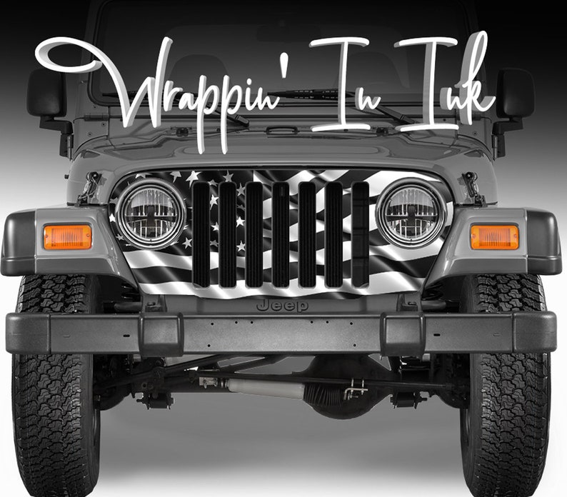 American Flag Jeep Grill Wrap Fits Wrangler Subdued US Flag Etsy