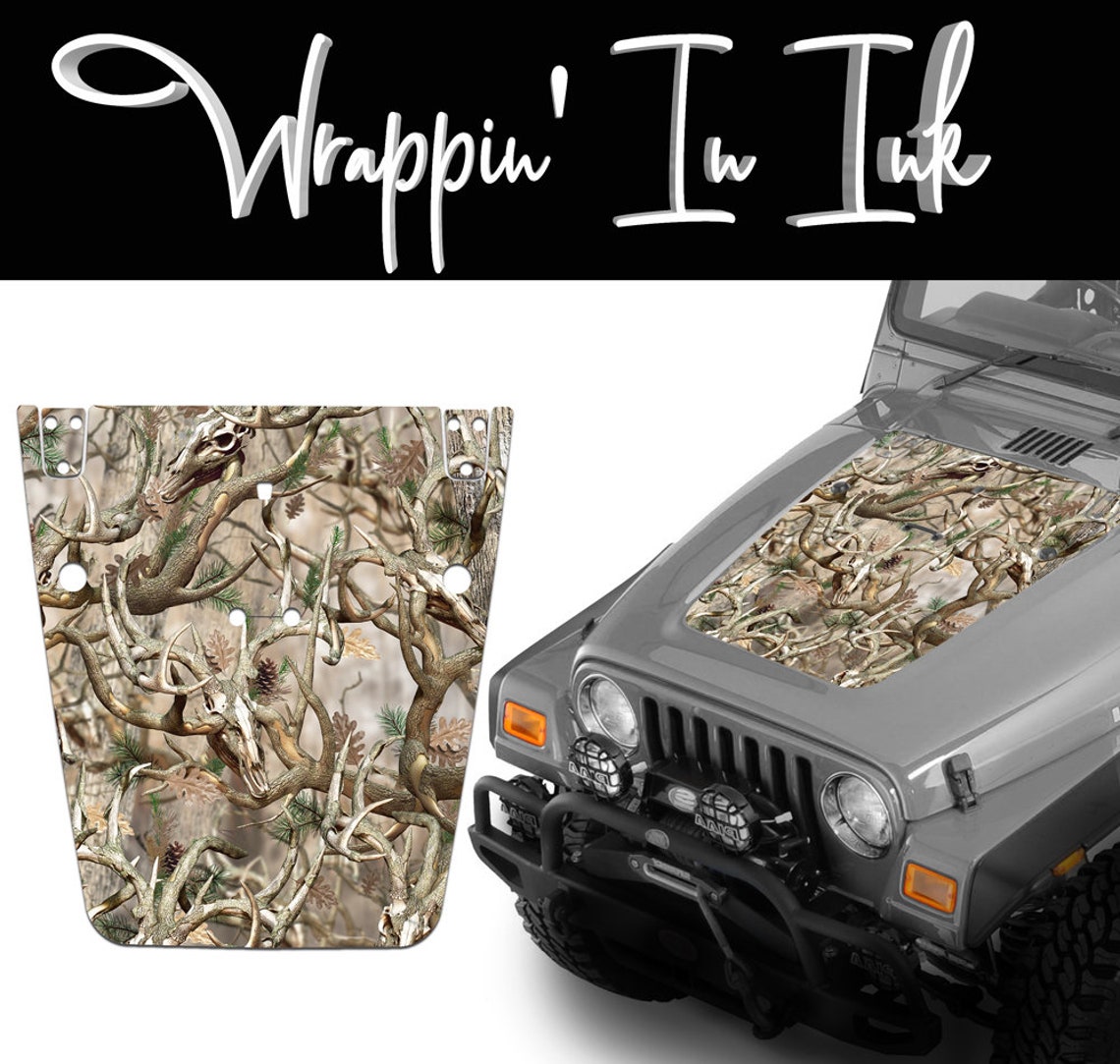Jeep Wrangler Buck Skull Deer Skull Camo Hood Wrap Decals Fits Etsy