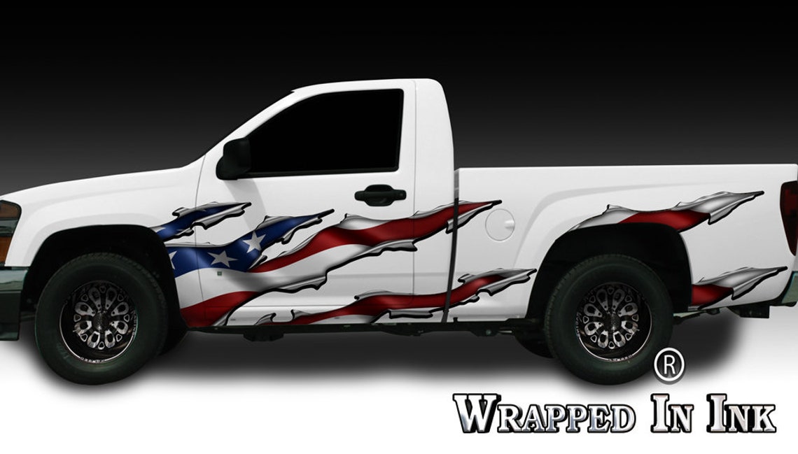 Rocker Panel Truck Graphics Ripped Metal American Flag Etsy