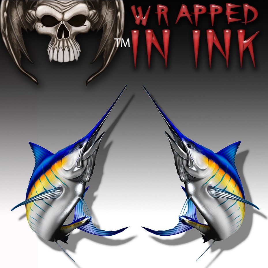 Blue Marlin Fishing Stickers Adhesive Vinyl so they last a Etsy