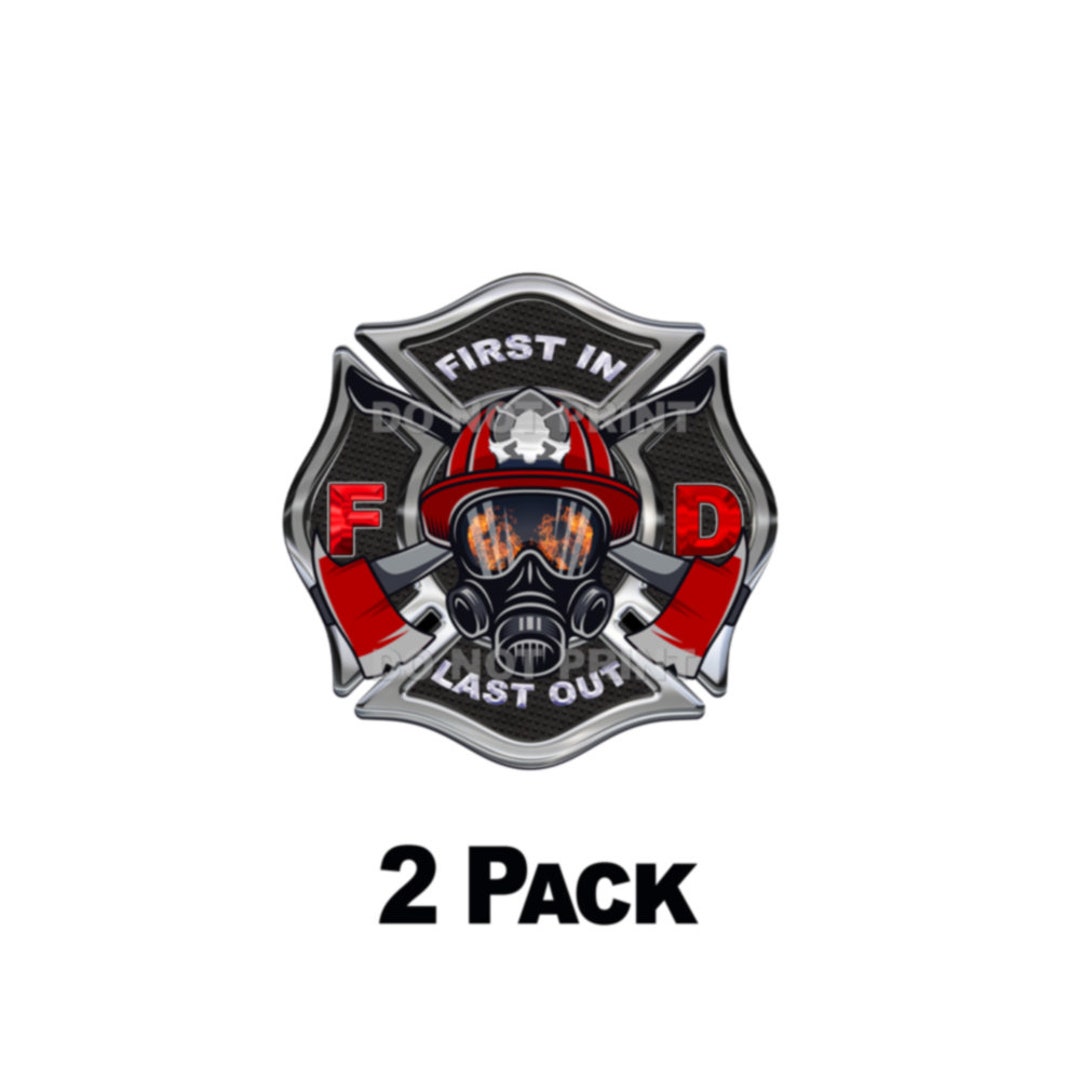 Firefighter Maltese Cross IAFF Sticker First in Last Out - Etsy