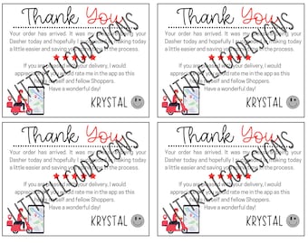Tarjetas de agradecimiento personalizadas de DoorDash: Nota para el repartidor de comida (descarga digital)