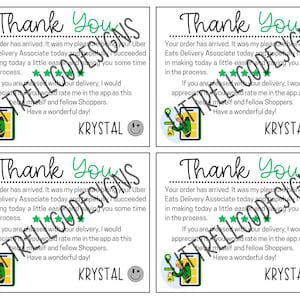 Cartes de remerciement Uber Eats personnalisées : remerciement du chauffeur-livreur (téléchargement numérique)