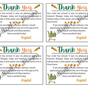 Personalized Instacart Shopper Thank You Cards: Printable Instacart (Digital Download)