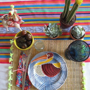 Woven Multi Mexican Stripe Rectangle Table Cloth