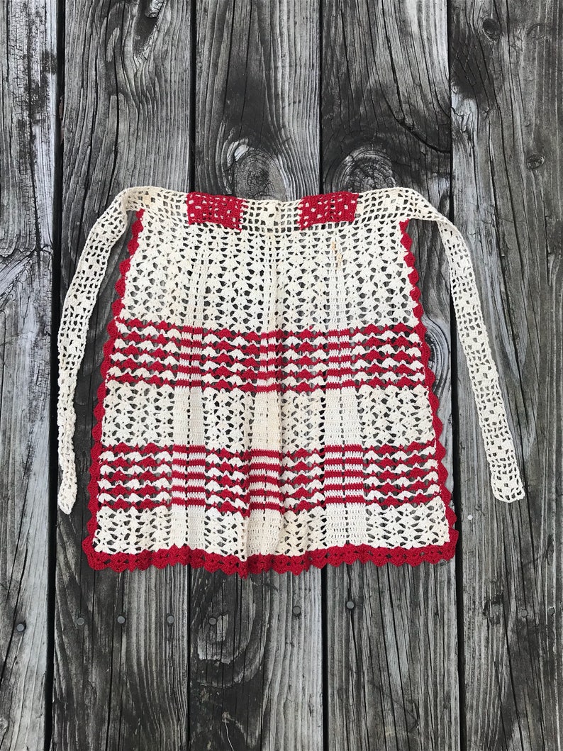 Vintage Crochet Child/'s Apron