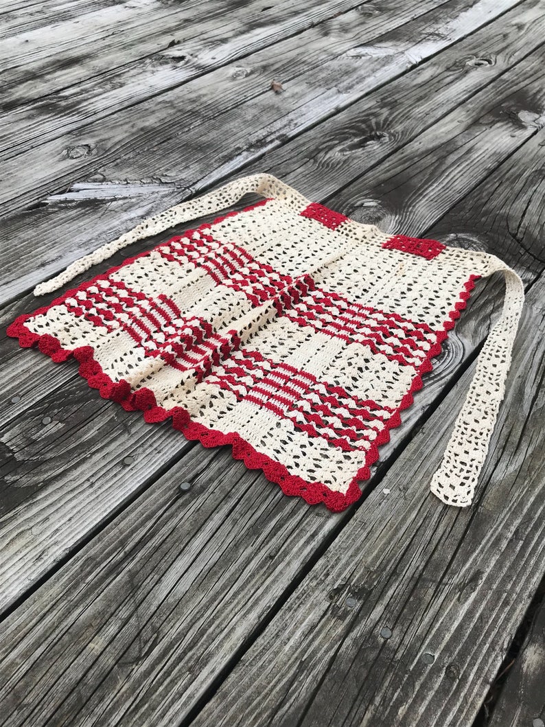 Vintage Crochet Child/'s Apron