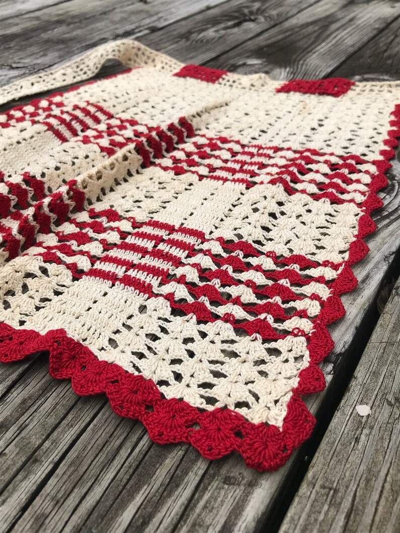 Vintage Crochet Child/'s Apron