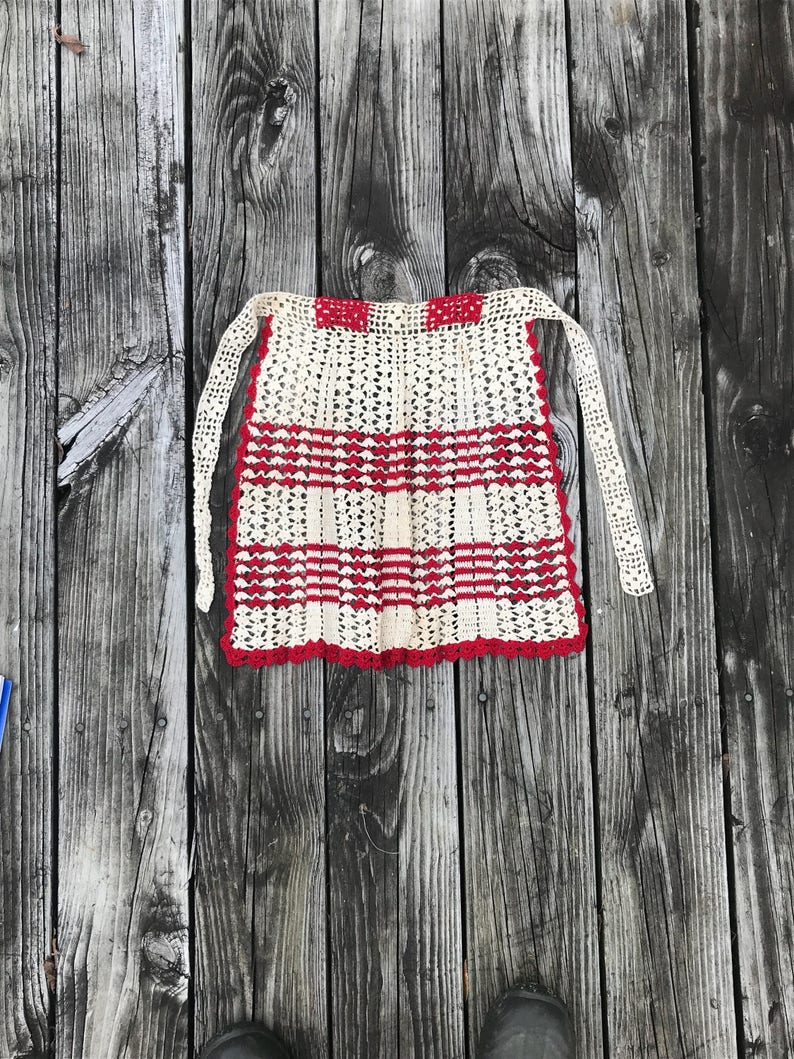 Vintage Crochet Child/'s Apron