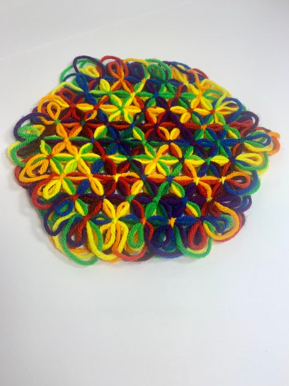 Multi Colored Potholders Made of Yarn Set of 2 - Etsy