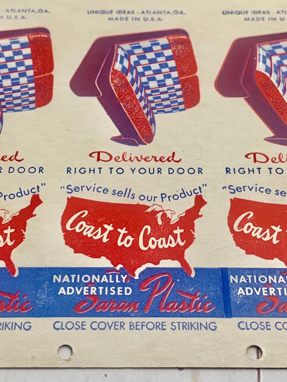 1950 S Matchbook Cover Print Proof Saran Seat Covers Vintage Advertising