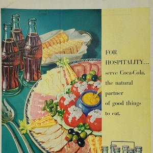 1950 Coca Cola Vintage Advertisement Kitchen Decor Coke Ad Diner Decor Magazine Ad Kitchen Wall Art Unique Art Americana Vintage Soda Ad