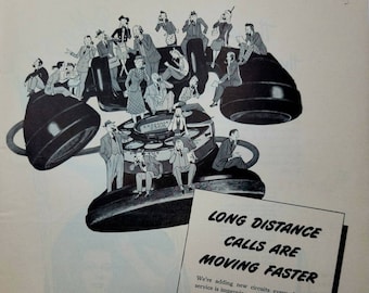 1947 Bell Telephone Systems Vintage Advertisement Vintage Phone Decor Office Decor  Vintage Telephone Magazine Ad Unique Art Antique Phone