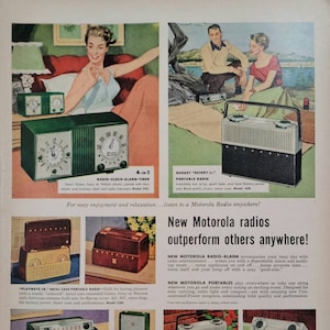 1952 Motorola Radios Vintage Advertisement Music Room Wall Art Vintage Music Decor Unique Art Vintage Radio Ad Man Cave Decor Magazine Ad