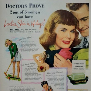 1947 Palmolive Soap Vintage Advertisement Bathroom Wall Art Powder Room Decor Bathroom Decor Unique Art Magazine Print Ad Vintage Soap Ad