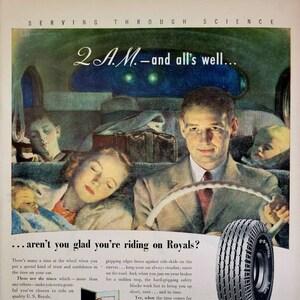 1947 US Royal Tires Vintage Advertisement Automotive Decor Garage Wall Art Man Cave Decor Mechanic Gift Magazine Ad Automobilia Unique Art