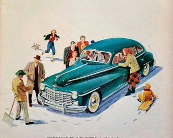 1947 Dodge Car Ad: Vintage Automotive Magazine Print Advertisement, Classic Car Decor