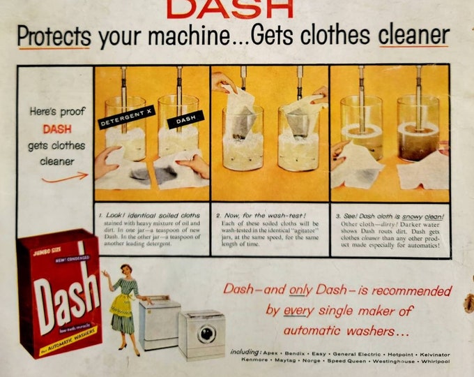 1956 Dash Laundry Detergent Vintage Advertisement Laundry Wall Art