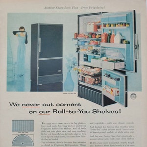1958 Frigidaire Refrigerator Vintage Advertisement Kitchen Wall Art Appliance Decor Magazine Ad Vintage Kitchen Decor Fridge Ad Unique Art