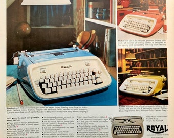 1962 Royal Safari Typewriter Ad: Vintage Office Wall Art Magazine Print Advertisement