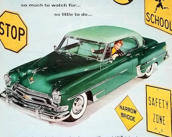1954 Plymouth Vintage Advertisement Antique Car Ad Classic Car Decor Original Magazine Print Ad Automotive Print Man Cave Decor Automobilia