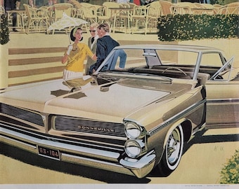 1963 Pontiac Bonneville Vintage Advertisement Automotive Wall Art Man Cave Decor Classic Car Decor Automobile Magazine Ad Automobilia