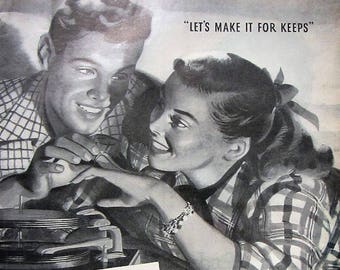 1947 Community Silverware Ad: Vintage Kitchen & Dining Room Decor Magazine Print Advertisement
