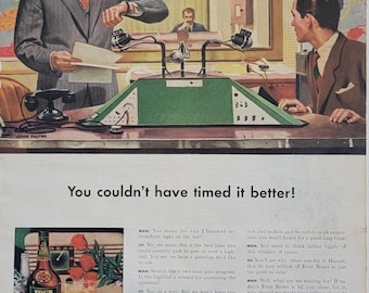 1942年フォーローゼズ・バーボンウイスキーの広告：ヴィンテージバー装飾雑誌の印刷広告