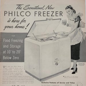 1947 Philco Freezer Vintage Advertisement Kitchen Wall Art Appliance Decor Vintage Kitchen Decor Original Magazine Print Ad Retro Kitchen