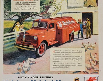 Reklama Mobilgas Mobiloil z 1948 r.: reklama drukowana w magazynie Vintage Automotive