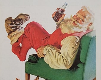 1958 Coca Cola Vintage Advertisement 1950s Christmas Wall Art Santa Claus Art Kitchen Holiday Decor 1950s Christmas Decoration Magazine Ad