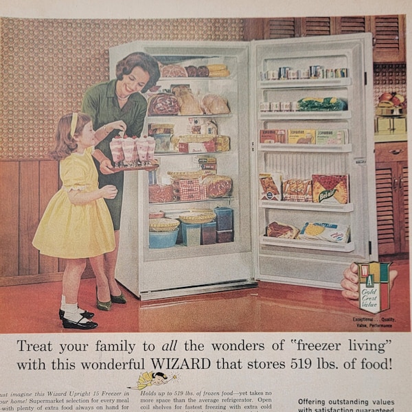 1962 Western Auto Wizard Refrigerator Vintage Advertisement Fridge Ad Kitchen Wall Art Appliance Decor Magazine Ad Vintage Kitchen Decor