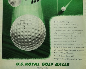 1950 US Royal Golf Balls Vintage Advertisement Man Cave Wall Art Sports Decor Golf Art Original Magazine Print Ad Gift for Golfer Golfing