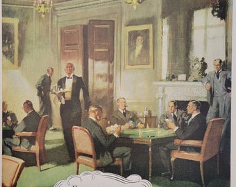 Anuncio de whisky escocés White Horse de 1947: Anuncio impreso de la revista Vintage Bar Decor