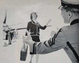 1960 Douglas DC-8 Jetliner Airplane Ad: Vintage Aviation Wall Art Magazine Advertisement, Pilot Gift